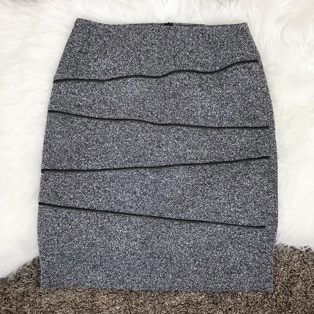 Tribal Pencil Skirt Grey Zipper Detail Size 2